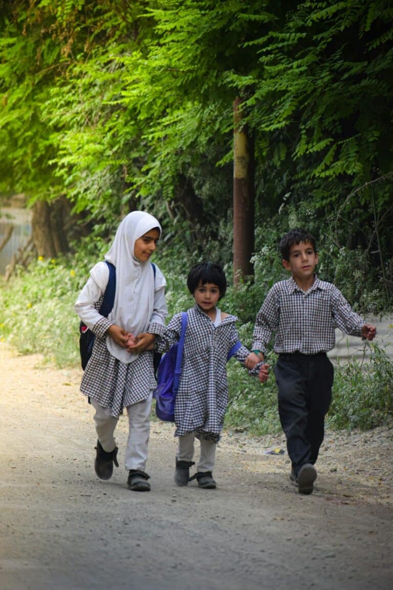 Children in school uniform walking to school — year 6 to year 7 transition